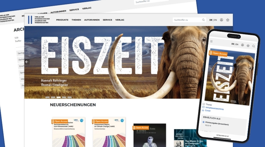 Screenshot der ÖAW Verlags Website Screenshot der ÖAW Verlags Website