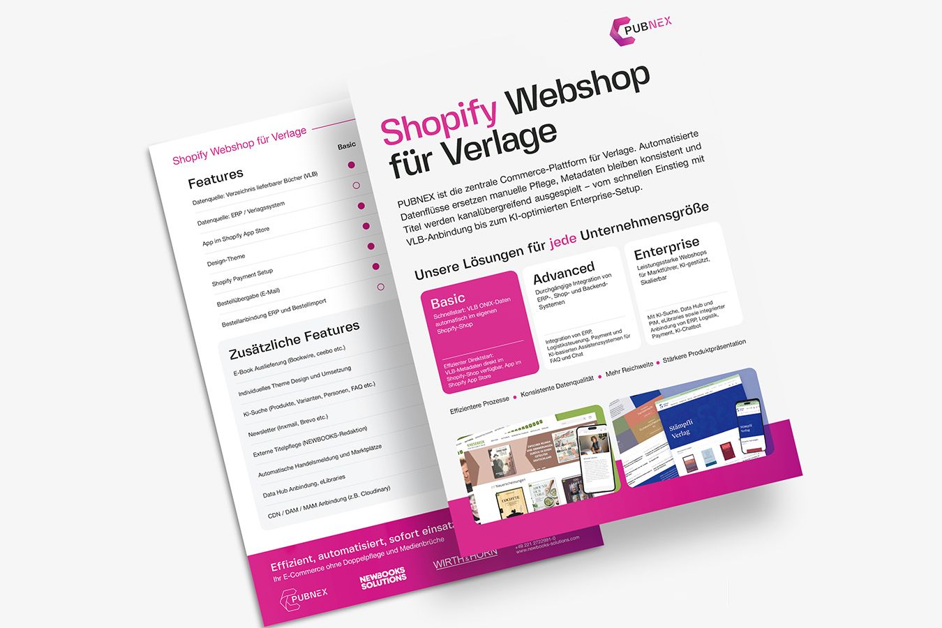 Download Flyer Shopify Webshop für Verlage